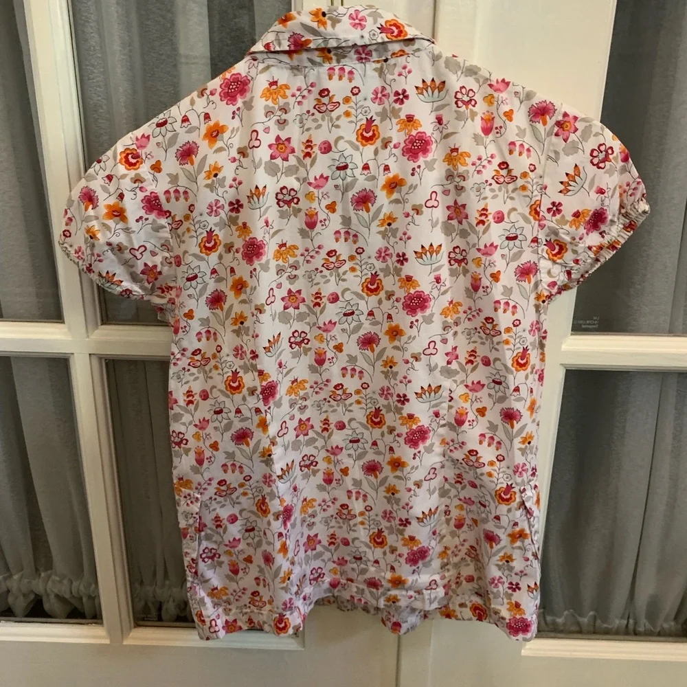 Gap kids pink orange flower print cotton shirt 8